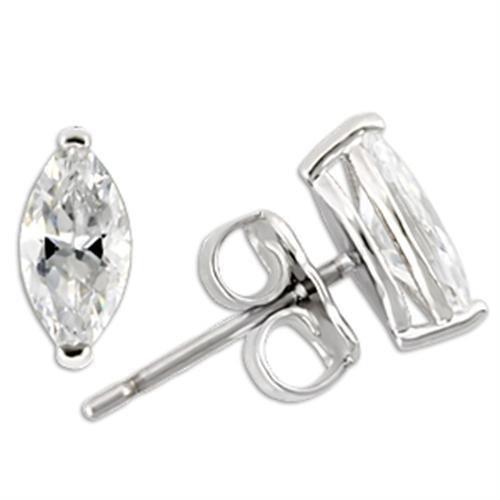 JCE167 Rhodium 925 Sterling Silver Earrings with AAA Grade CZ  in Clear