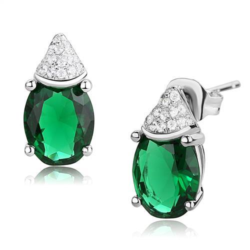JCE1371 Rhodium 925 Sterling Silver Earrings with Synthetic Synthetic Glass in Blue Zircon