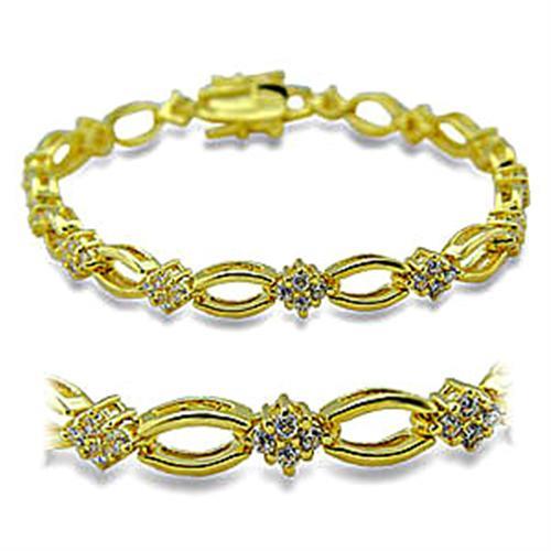 JCE6006 Gold Brass Bracelet with AAA Grade CZ  in Clear