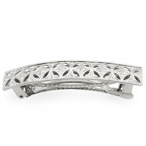 JCE1428 Rhodium White Metal Tiaras & Hair Clip with Top Grade Crystal  in Clear