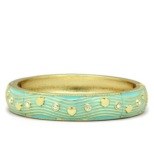 JCE2151 Flash Gold White Metal Bangle with Top Grade Crystal  in Clear
