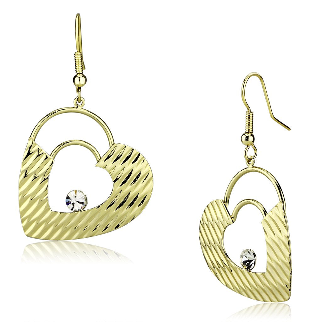 JCE2679 Gold Iron Earrings with Top Grade Crystal  in Clear