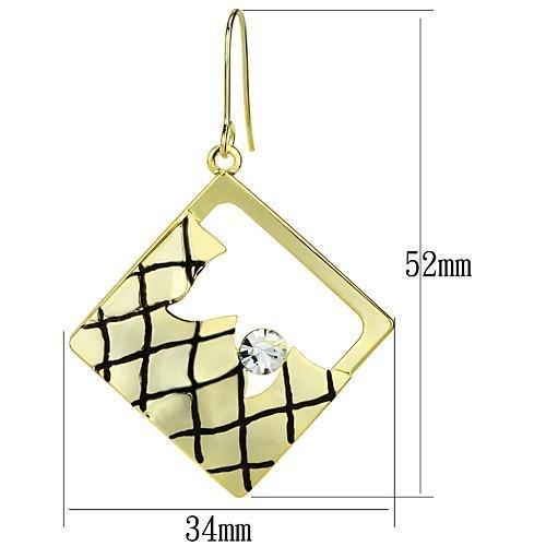 JCE2689 Gold Iron Earrings with Top Grade Crystal  in Clear