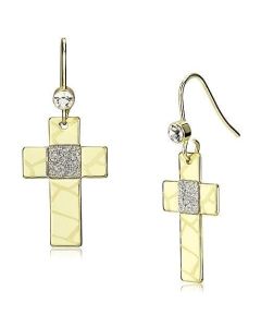 JCE2734 Gold Iron Earrings with Top Grade Crystal  in Clear