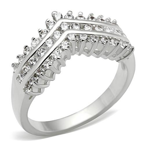 JCE051 Silver 925 Sterling Silver Ring with AAA Grade CZ  in Clear