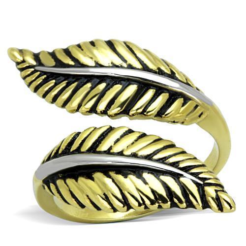 JCE1707 Two-Tone IP Gold (Ion Plating) Stainless Steel Ring with Epoxy  in Jet