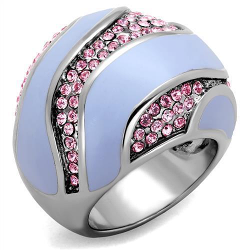 JCE1744 High polished (no plating) Stainless Steel Ring with Top Grade Crystal  in Light Rose