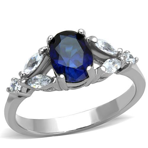 JCE1764 High polished (no plating) Stainless Steel Ring with Synthetic Synthetic Glass in Montana