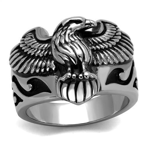JCE2319 High polished (no plating) Stainless Steel Ring with Epoxy  in Jet