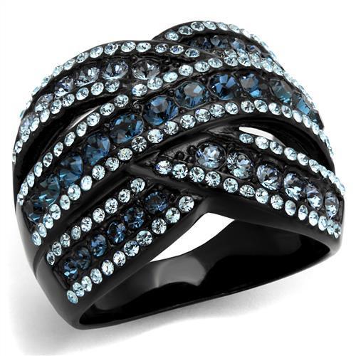 JCE2352 IP Black(Ion Plating) Stainless Steel Ring with Top Grade Crystal  in Montana