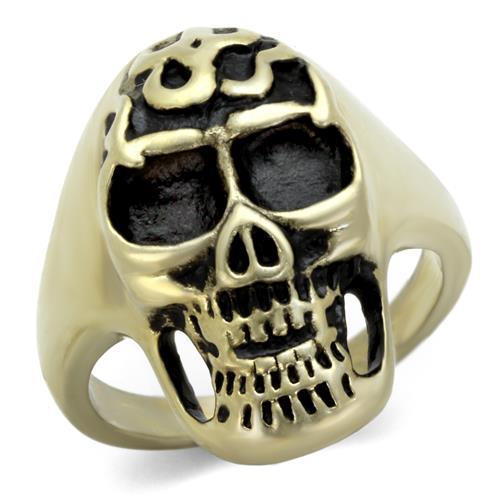 JCE2450 IP Antique Copper Stainless Steel Ring with Epoxy  in Jet