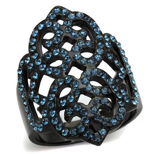 JCE2481 IP Black(Ion Plating) Stainless Steel Ring with Top Grade Crystal  in Montana