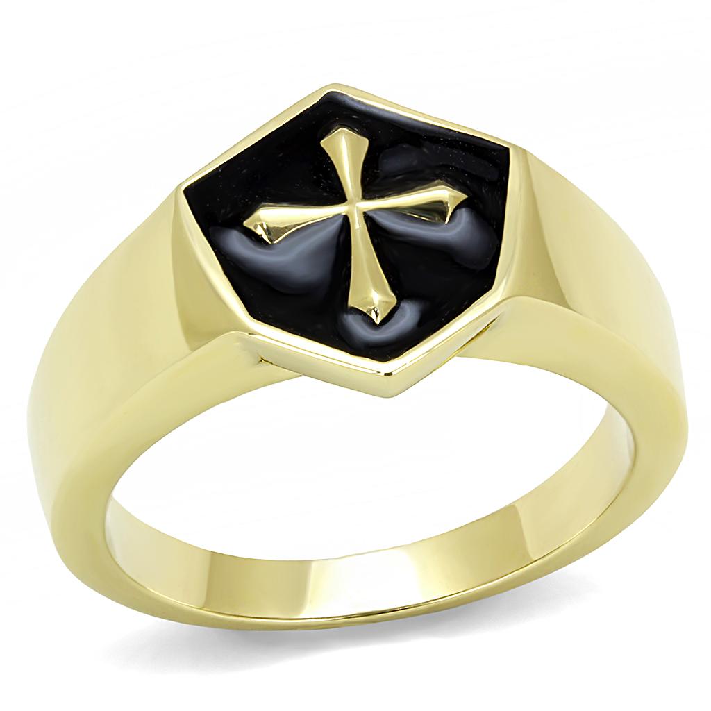 JCE3268 IP Gold(Ion Plating) Stainless Steel Ring with Epoxy  in Jet