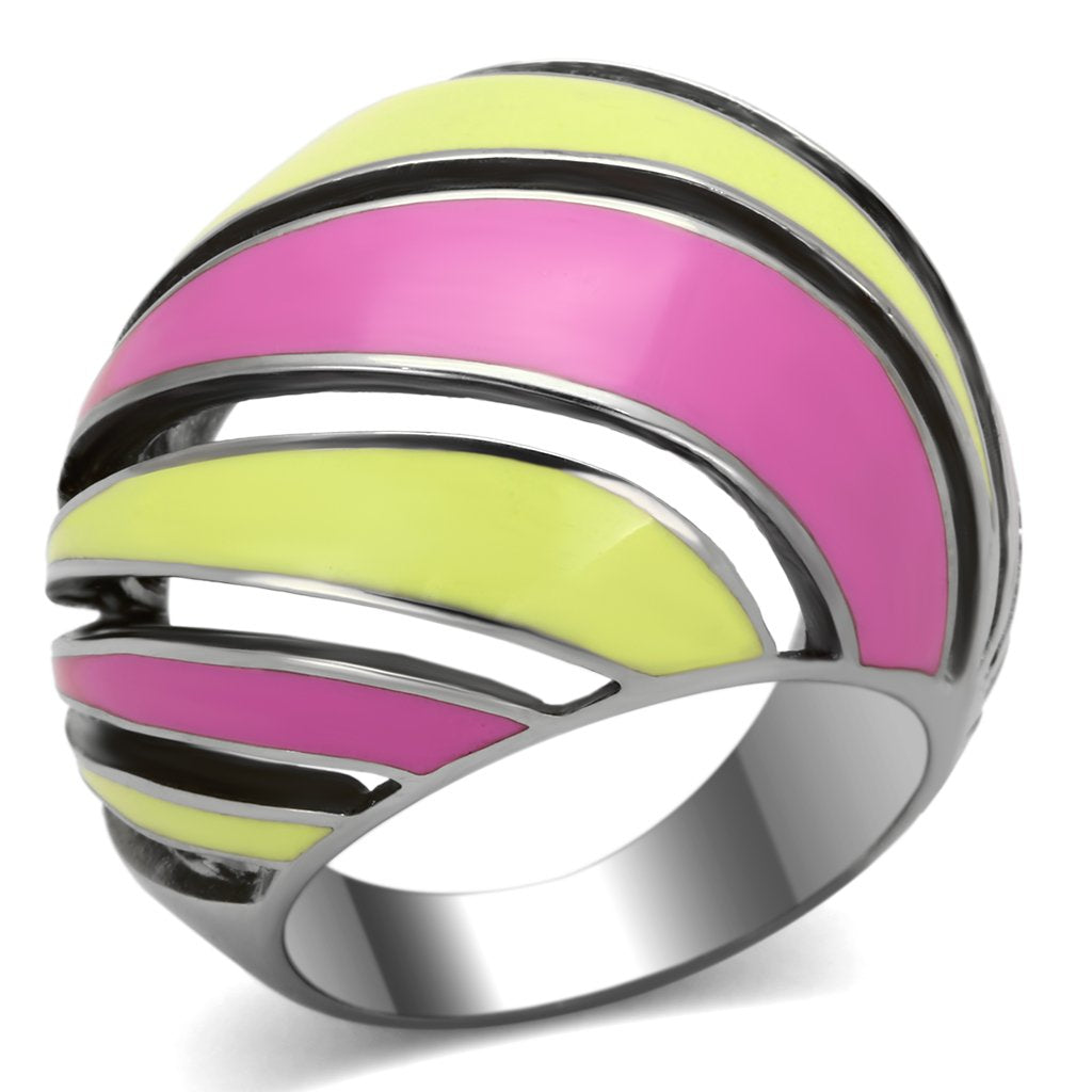 JCE803 High polished (no plating) Stainless Steel Ring with Epoxy  in Multi Color