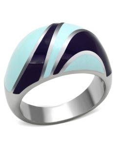 JCE835 High polished (no plating) Stainless Steel Ring with Epoxy  in Multi Color